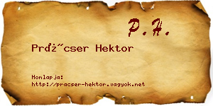 Prácser Hektor névjegykártya